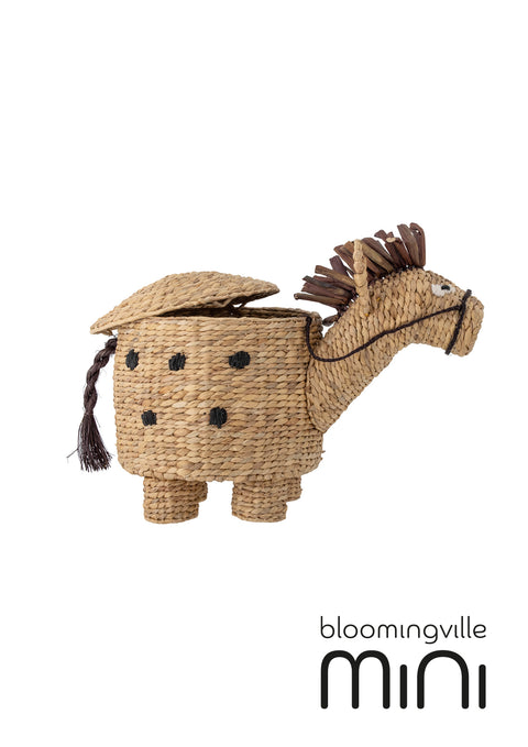 Bloomingville MINI Bobbi Korb mit Deckel | Natur Wasserhyazinthe 82054112
