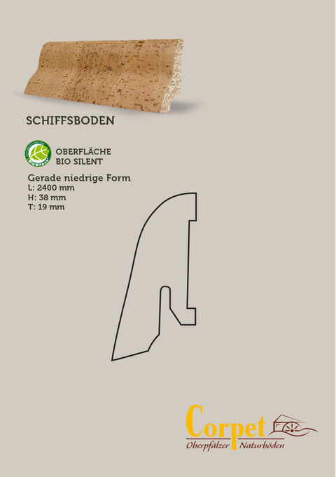 Corpet Cork Holzleiste korkummantelt Struktur Schiffsboden gerade niedrige Form | B54051 Natur BioSilent Öl