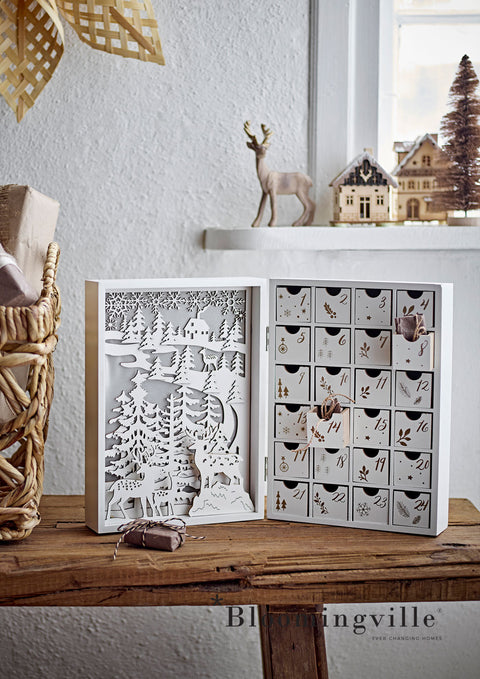Bloomingville Elimar Kalender mit Licht | Weiá, Sperrholz 82061119