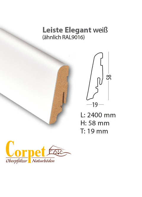 Corpet Cork Leiste Elegant weiß RAL9016