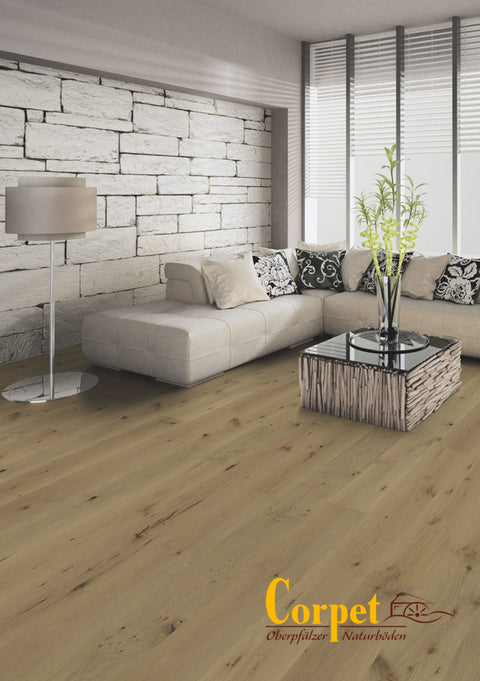 Corpet Oberpfälzer Parkett Castellan rustic Klickvariante | PA552 Durango gebürstet naturgeölt - coffee