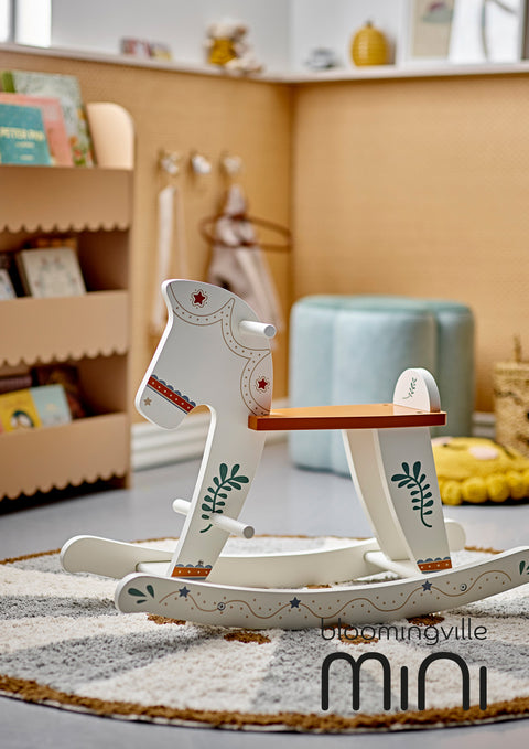 Bloomingville MINI Ruddy Schaukelspielzeug Pferd | Weiß MDF 82062080